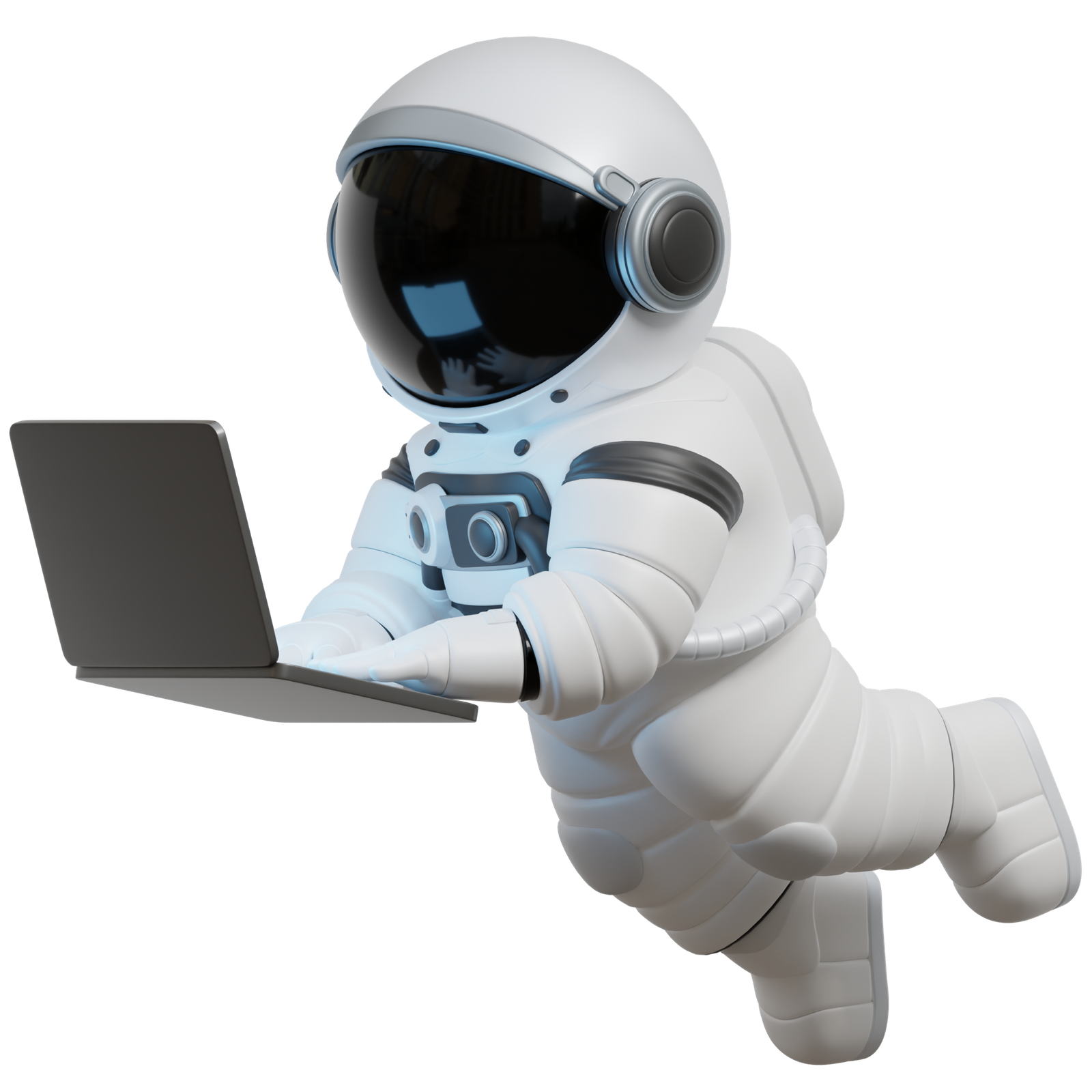 14 Astronaut typing with fly